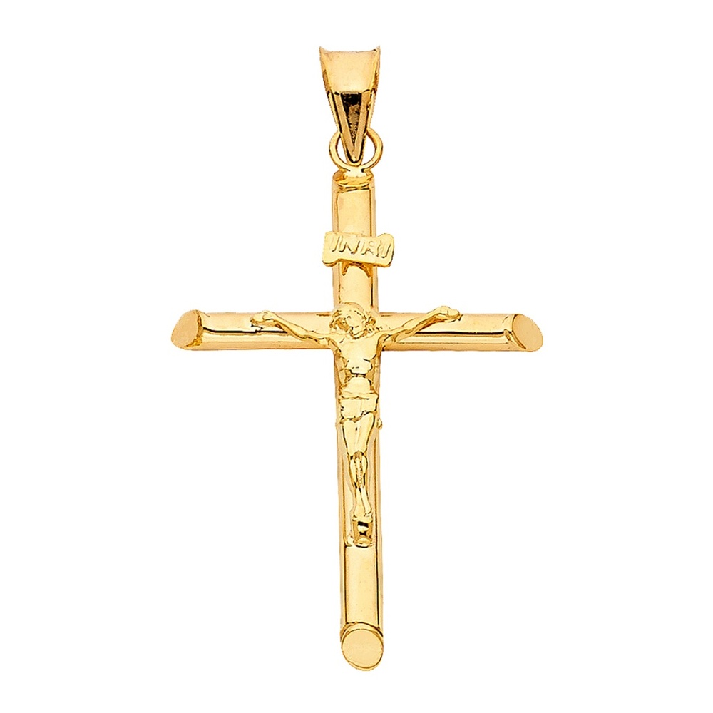 14K Yellow Gold Religious Crucifix Pendant